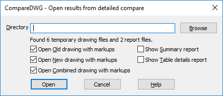 CompareDWG open results dialog