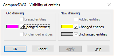 CompareDWG visibility dialog